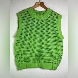 Self Contrast Anthropologie Dade Crop Sleeveless Sweater in Lime Women Size M